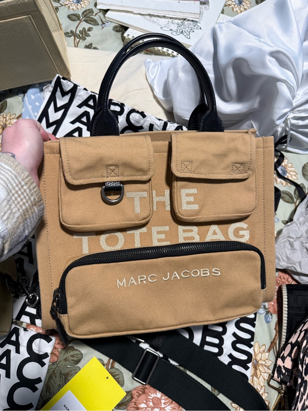 Marc Jacobs Two-Tone Canvas Tote Bag in Tan and Black
